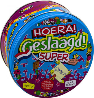 Hoera Geslaagd - Gevulde Snoep Trommel