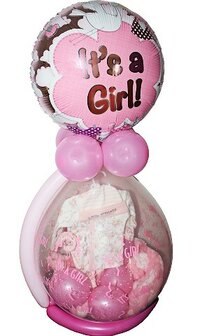 It&#039;s a Girl cadeau ballon - met kleding en deken