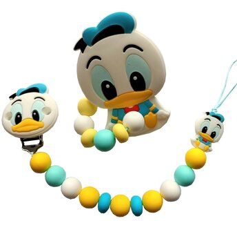 Siliconen Tutkoord &amp; bijtring set - Disney Donald Duck