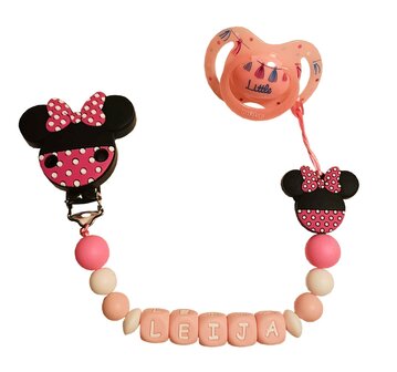 Siliconen Tutkoord met naam - Disney Minnie Mouse - Polkadot