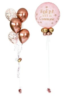 Roze Ballon arrangement voor Communie