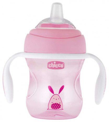 Koffertje gevuld met baby artikelen - roze - 25cm - transition cup Chicco