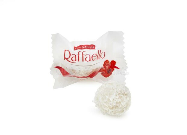 Chocolade Hart met rozen Raffaello - 25 cm 